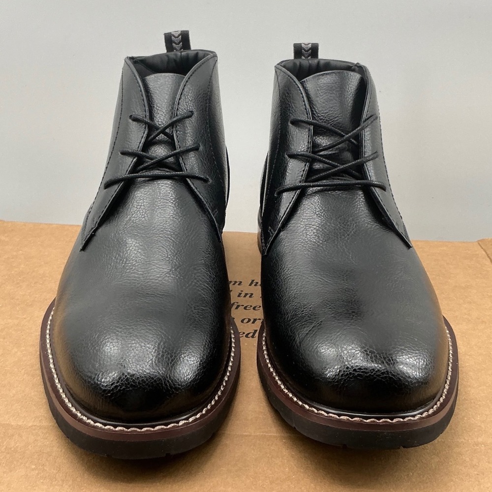 Nordstrom Rack Black Faux Leather Chukka Boots Mens 8.5M Lace Up Ankle Boots
